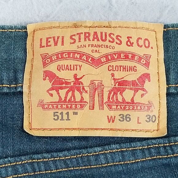 Levi's 511 jeans men's 36x30 slim straight blue stretch flex denim pants retro - Picture 10 of 12